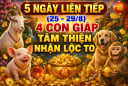 5 ngày liên tiếp (25 - 29/8), 4 con giáp Tâm thiện nhận Lộc to