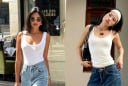 Áo hai dây trắng và quần jeans ống rộng: Bộ đôi đơn giản nhưng luôn nổi bật trong mùa hè