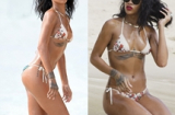 Rihanna mặc bikini trắng, khoe đường cong hoàn hảo