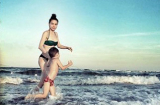 Hồ Ngọc Hà diện bikini tắm biển cùng con trai