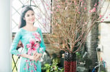 Hoa hậu Đặng Ngọc Hân đẹp ngỡ ngàng diện áo dài xuân đón Tết