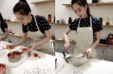 Hoa hậu Đặng Thu Thảo đảm đang vào bếp học làm bánh
