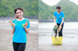 Hoa hậu Kỳ Duyên giản dị nhặt rác trên bờ biển