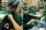 Nữ y tá cho bệnh nhi bú khi đang phẫu thuật gây xúc động mạnh