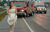'Nữ anh hùng' cứu người khi đang mặc váy cưới