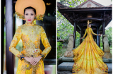 Thúy Vân diện áo dài đính 2000 viên pha lê tại Hoa hậu Quốc tế