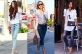 Biến tấu sành điệu với áo sơ mi trắng và quần jean đón hè 2016