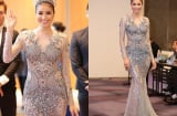 Phạm Hương 'gây sốt' khi mặc váy xuyên thấu lồ lộ đi họp báo Hoa hậu Hoàn vũ 2017