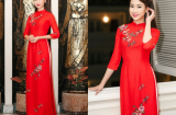 Hoa hậu Mỹ Linh gợi cảm 'khoe dáng nuột' với áo dài đỏ rực rỡ
