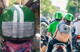 Dân mạng tranh cãi dòng chữ trên mũ bảo hiểm của chàng trai chạy GrabBike