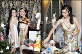 Hoa hậu đền Hùng Giáng My diện váy xẻ ngực hun hút, gợi cảm khoe sắc thách thức thời gian bên con gái 'rượu'