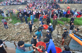 Hàng vạn người cùng phóng sinh 5 tấn cá xuống sông Hồng