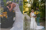 Hình ảnh cô dâu chụp ảnh cưới một mình bên mộ chú rể khiến người xem nhói lòng