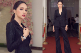 Hoa hậu Hương Giang diện suit đen quyền lực như bà hoàng khiến dân tình mê mệt