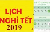 Lịch nghỉ Tết dương lịch và Tết Nguyên Đán chính thức năm 2019