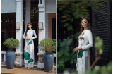 Top 10 Hoa hậu Siêu quốc gia - Minh Tú dịu dàng trong tà áo dài trắng in hình hoa sen
