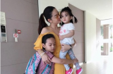 Phạm Quỳnh Anh cưng nựng hai con gái ngày trở về sau chuyến bay show vất vả