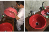 Học theo chồng Việt Nam 'chất lượng cao’: Không có tiền thì tự chế bồn rửa bát để vợ khỏi đau lưng