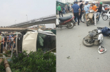Xe ôtô Mercedes gây tai nạn liên hoàn trên đoạn cầu vượt Mai Dịch, nhiều người bị thương