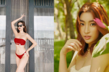 Hoa hậu Mỹ Linh khoe body cực phẩm khi diện bikini hai mảnh đỏ rực