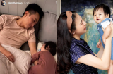 Đàm Thu Trang 'ghen' khi thấy con gái Suchin dám 'ôm chồng mẹ ngủ'