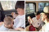 Cường Đô La và Hà Hồ cùng đưa Subeo đi học, nhóc tỳ Leon có hành động đặc biệt dành cho anh hai