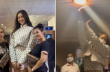 Hoa hậu Bảo Ngọc gây choáng với vóc dáng như người khổng lồ, chạm đến cả trần ở sân bay