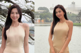 Hoa hậu Thùy Tiên khoe nhan sắc xinh đẹp bên Hồ Gươm, công khai tin nhắn khi mượn váy của Đỗ Mỹ Linh