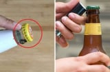 Nắp chai bia có 1 điểm nhỏ: Nhấn nhẹ 1 cái là mở nắp, không cần dụng cụ