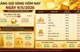 Bảng giá vàng 9999 24K 18K SJC DOJI PNJ hôm nay 9/5/2026
