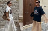 Đừng giới hạn áo thun với quần jeans, phối cùng chân váy mới là công thức mặc đẹp được yêu thích mùa hè