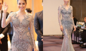 Phạm Hương gây sốt khi mặc váy xuyên thấu lồ lộ đi họp báo Hoa hậu Hoàn vũ 2017