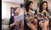 Clip Bảo Thanh 'lộ hàng' vì mặc váy ngắn livestream