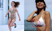Mai Ngô lộ miếng dán ngực khi diện bikini trên biển
