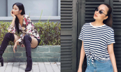 Tăng Thanh Hà cân cả street style sao Việt tuần này chỉ với áo phông kẻ và quần jeans