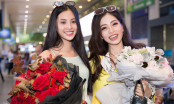 Hoa hậu Trần Tiểu Vy để mặt mộc ra sân bay đón Phương Nga trở về từ Miss Grand International 2018