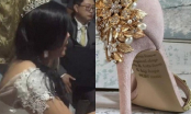Nhận đôi giày cưới đã đặt trước, cô dâu bật khóc nức nở khi thấy lời nhắn bí ẩn dưới đế giày