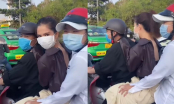 Ngọc Trinh gây tranh cãi khi đi xe máy kẹp ba và không đội mũ bảo hiểm