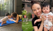 Đàm Thu Trang tập yoga thôi cũng có con gái làm cổ động viên, ông xã làm phó nháy