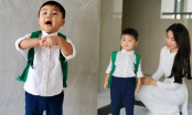 Con trai Hoà Minzy ngày đầu đi học diện sơ mi trắng như soái ca, có cô giáo như mẹ hiền hộ tống