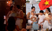 Hà Hồ và Kim Lý trao nhau nụ hôn ngọt ngào nhân ngày sinh nhật, các nhóc tỳ lại ngủ lăn quay