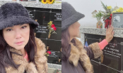 Bà xã Chí Tài xuất hiện với đôi mắt sưng húp, khuôn mặt buồn rầu khi đến thăm mộ cố nghệ sĩ