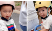 Biểu cảm của cặp song sinh nhà Hà Hồ khi được chở xe đạp đi chơi: Lisa hoang mang, Leon dọa cả máy quay
