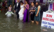 Cô dâu chú rể hạnh phúc trong đám cưới ngập nước gây bão mạng