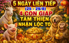 5 ngày liên tiếp (25 - 29/8), 4 con giáp Tâm thiện nhận Lộc to