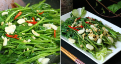 Làm thêm bước này khi nấu rau lang xào tỏi, đĩa rau giòn ngon, xanh mướt như nhà hàng