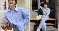 Sơ mi xanh oversized – món đồ “quốc dân” giúp nàng công sở trẻ trung và thanh lịch
