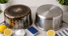 Mẹo làm sạch đáy nồi cháy đen, khét bám lâu ngày: Áp dụng đúng cách, nồi sáng bóng như mới