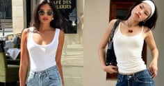 Áo hai dây trắng và quần jeans ống rộng: Bộ đôi đơn giản nhưng luôn nổi bật trong mùa hè
