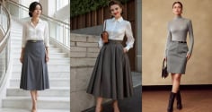 1 chân váy xám, 7 cách phối đồ giúp phụ nữ 30+ mặc đẹp cả tuần, thanh lịch đúng chất “old money”